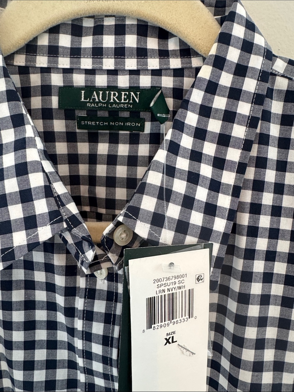 Lauren Ralph Lauren Navy & White Gingham Button-Down Shirt - Picture 2 of 3